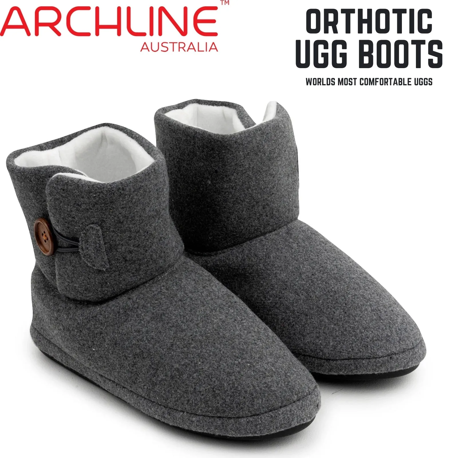 Archline Orthotic UGG Boots Slippers Arch Support Warm Orthopedic Shoes - Grey - EUR 38 (Women's US 7/Men's US 5)