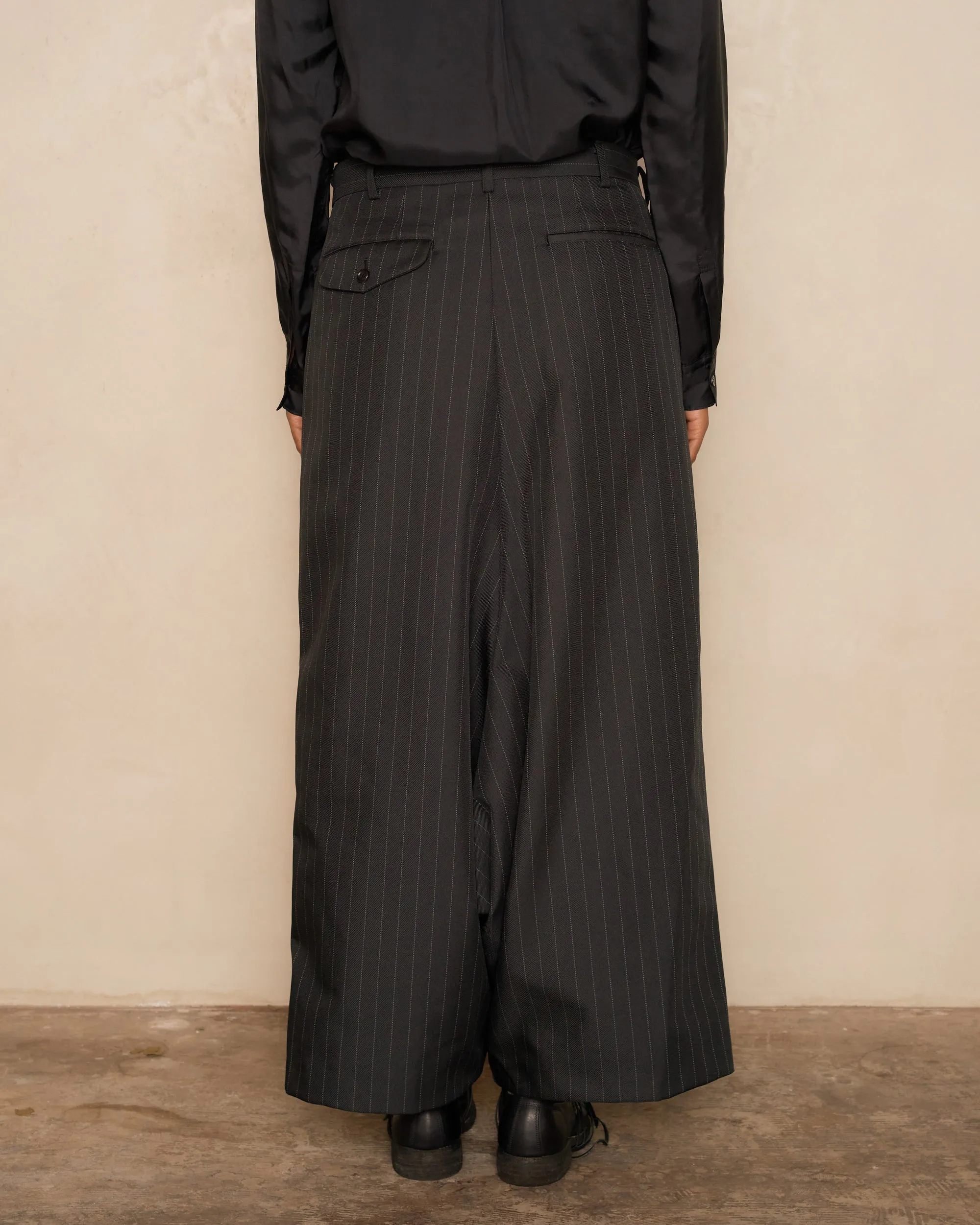 Black Pinstripe Wide Trousers
