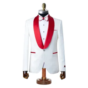 Carlo | White and Red Satin 2-Piece Tailored-Fit Tuxedo