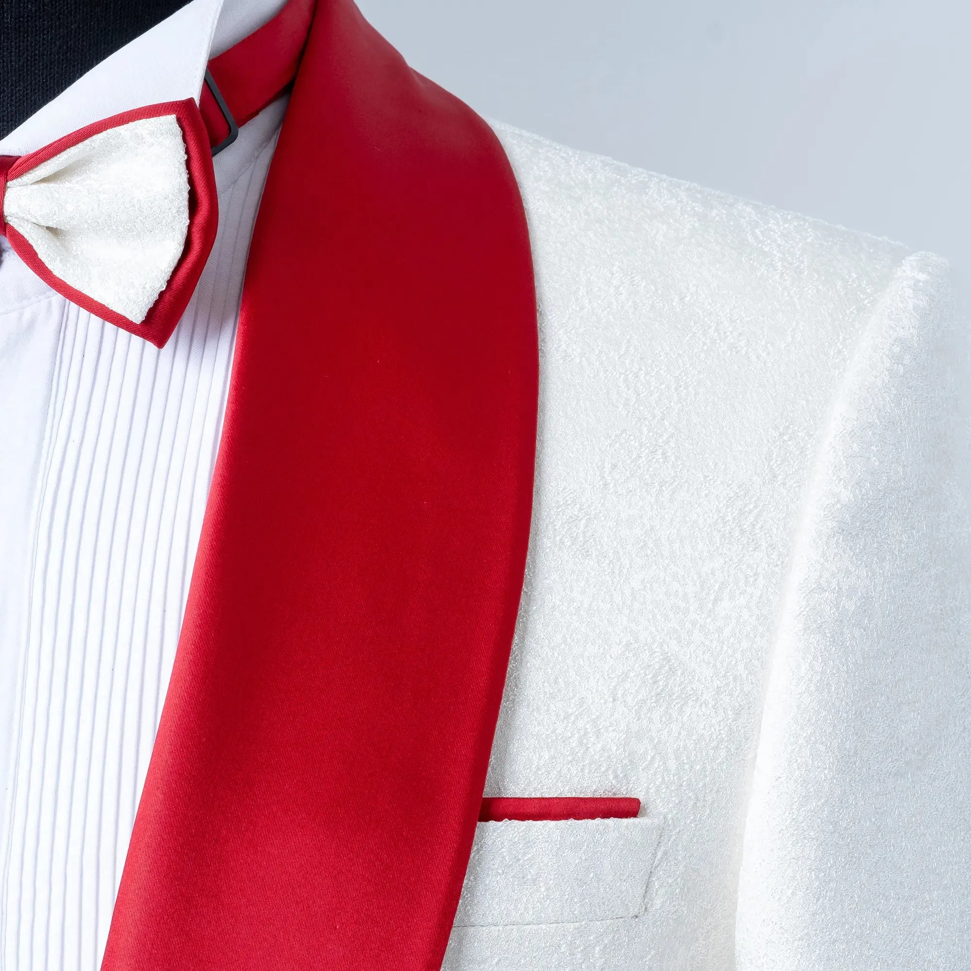 Carlo | White and Red Satin 2-Piece Tailored-Fit Tuxedo
