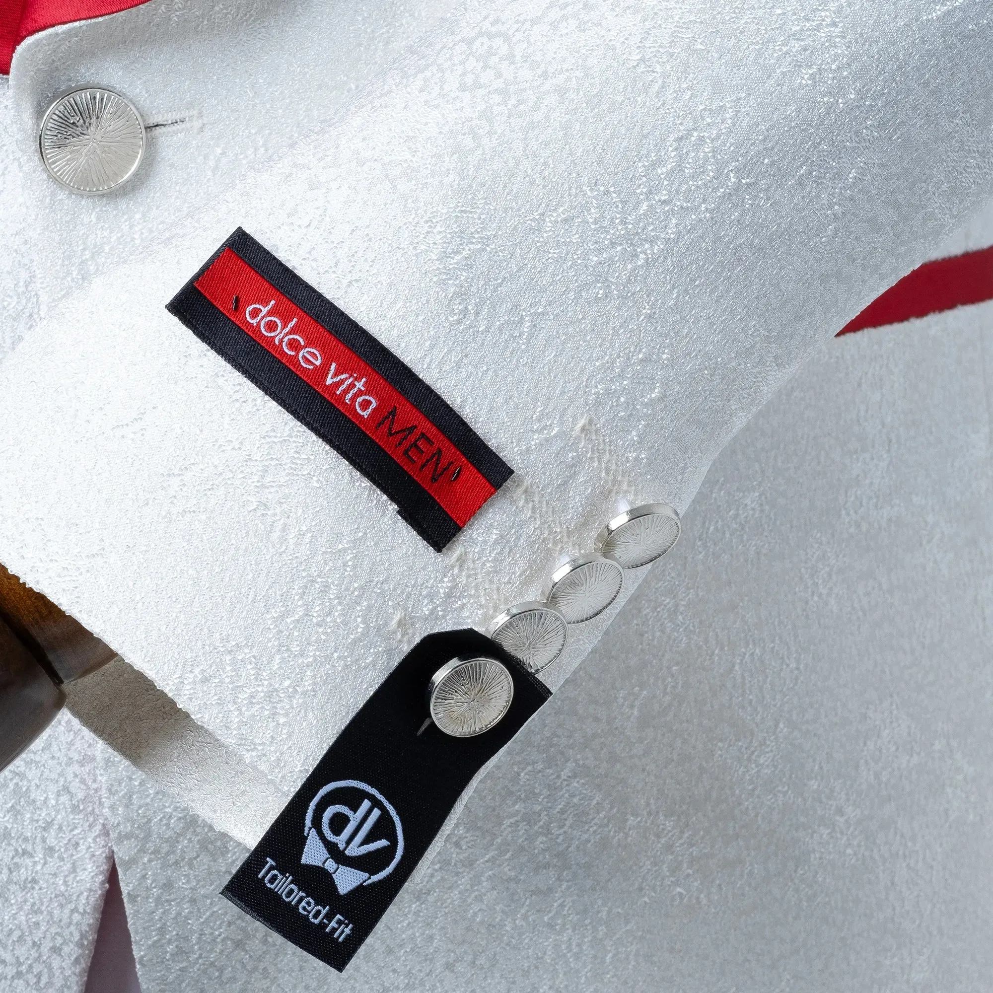 Carlo | White and Red Satin 2-Piece Tailored-Fit Tuxedo