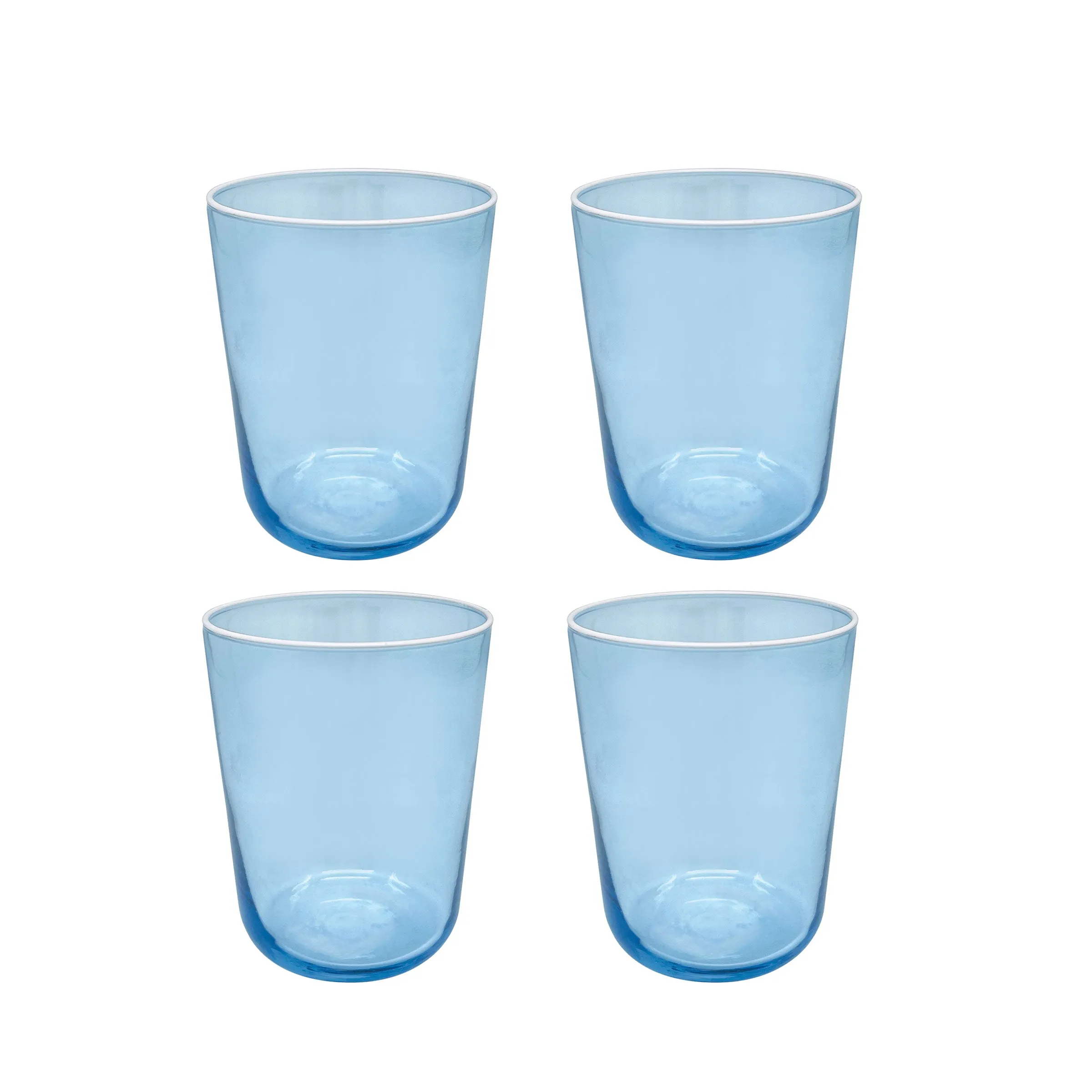 Fine Line Light Blue with White Rim Double Old-Fashioned Glass Set of 4