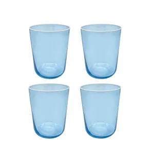 Fine Line Light Blue with White Rim Double Old-Fashioned Glass Set of 4