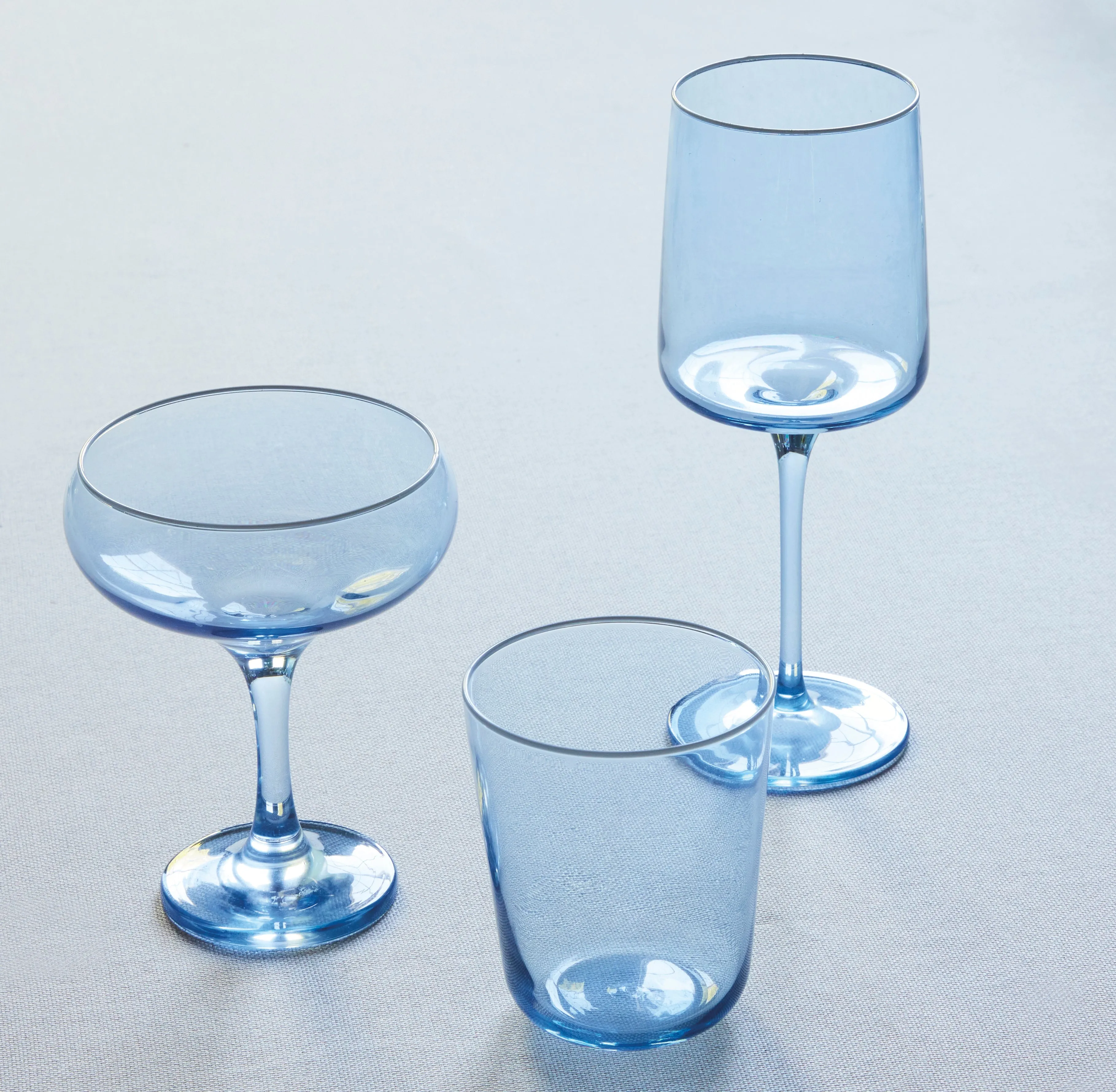 Fine Line Light Blue with White Rim Double Old-Fashioned Glass Set of 4