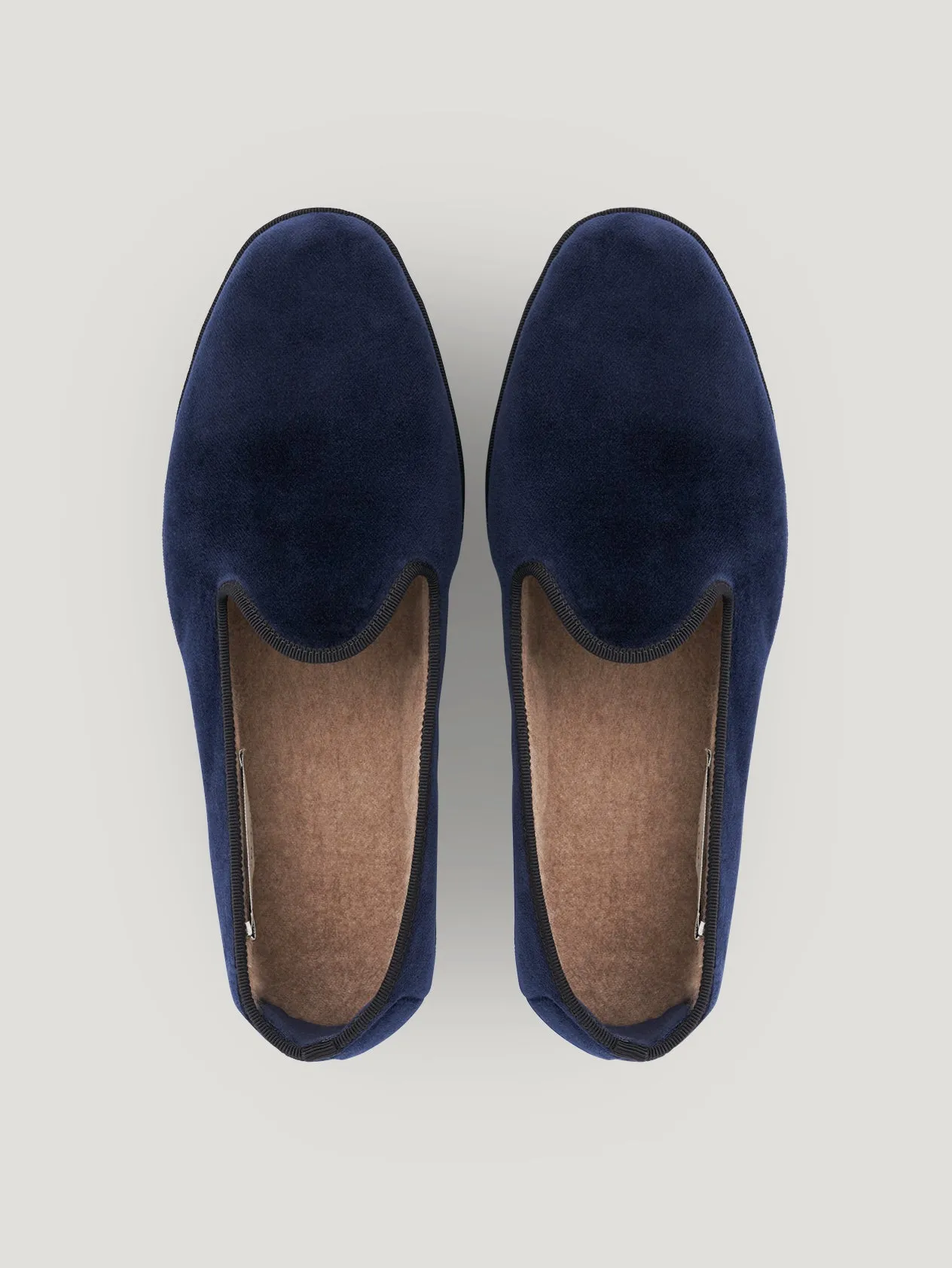 Midnight Blue Velvet Slippers