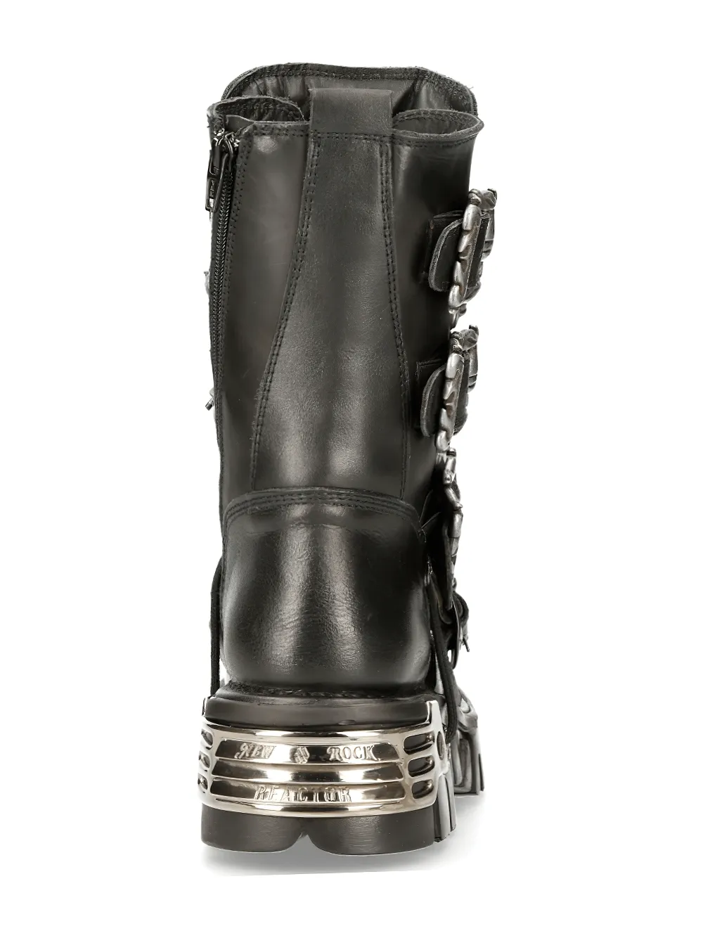 NEW ROCK Rugged Black Reactor Buckle-Laced Boots