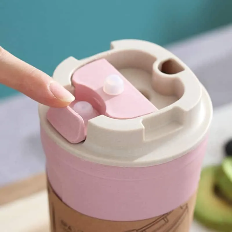 Portable Bamboo Fiber Coffee Mug with Lid