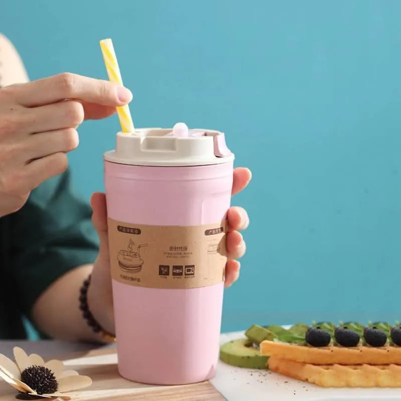 Portable Bamboo Fiber Coffee Mug with Lid