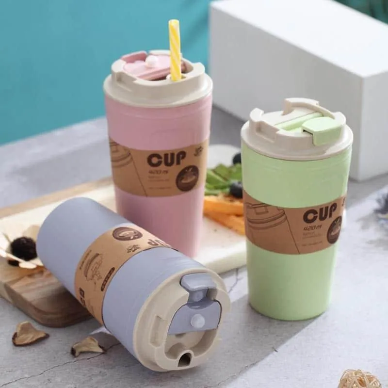 Portable Bamboo Fiber Coffee Mug with Lid