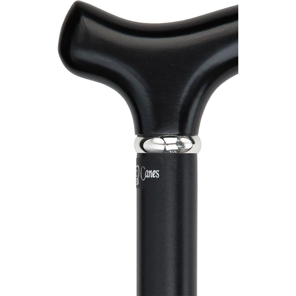 Scratch & Dent Royal Black Derby Walking Cane With Beechwood Shaft and Silver Collar V1492