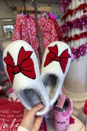 Shearl Red Bow Cozy Slippers
