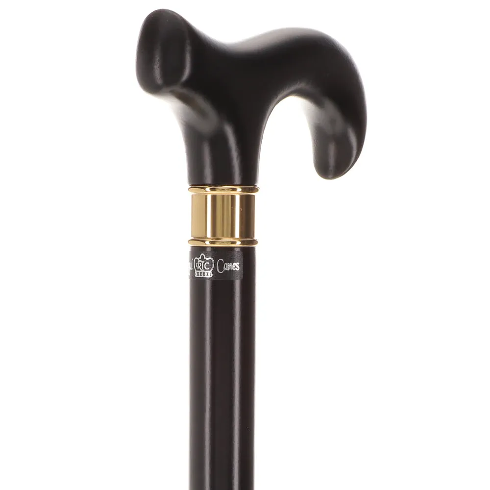 Super Strong Sleek Black Derby Cane - Beechwood & Brass