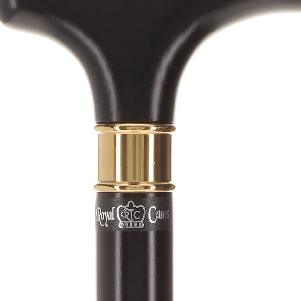 Super Strong Sleek Black Derby Cane - Beechwood & Brass