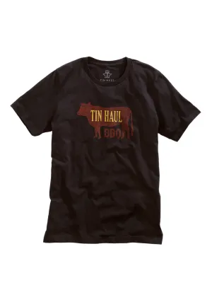 Tin Haul Unisex BBQ Cow Black 100% Cotton S/S T-Shirt