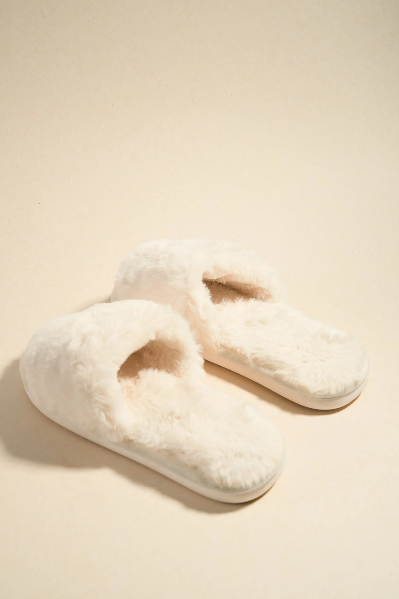 Warm Cream Fluffy Slippers