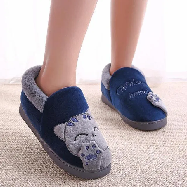 Winter Kids Slippers Toddler Girls Animal Cat Flip Flop Plush Parent Slides Baby Boys Indoor Shoes Warm House Children Slippers