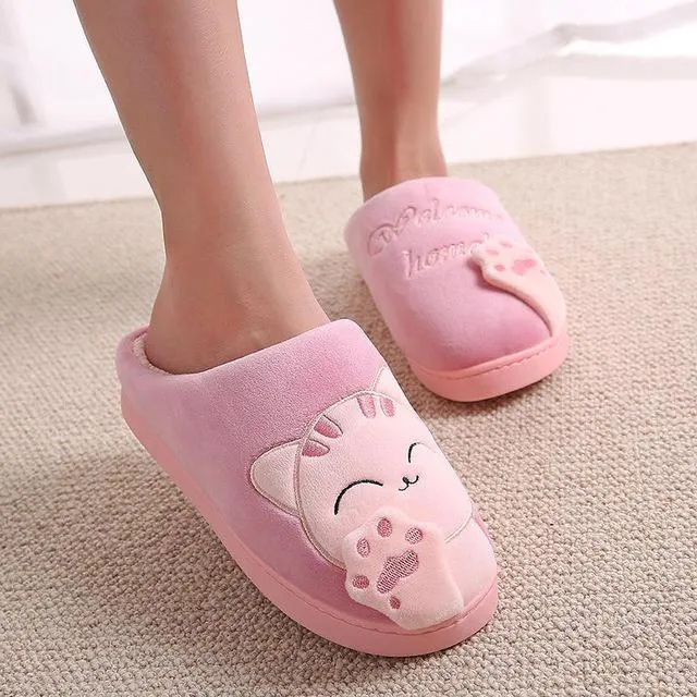 Winter Kids Slippers Toddler Girls Animal Cat Flip Flop Plush Parent Slides Baby Boys Indoor Shoes Warm House Children Slippers