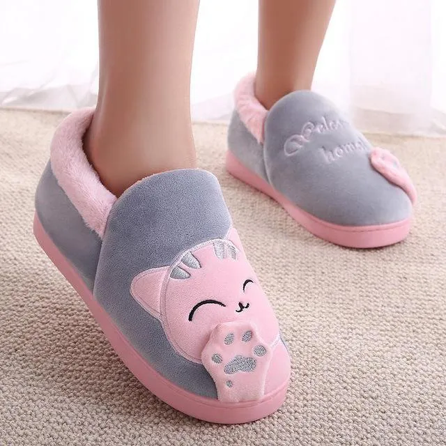 Winter Kids Slippers Toddler Girls Animal Cat Flip Flop Plush Parent Slides Baby Boys Indoor Shoes Warm House Children Slippers