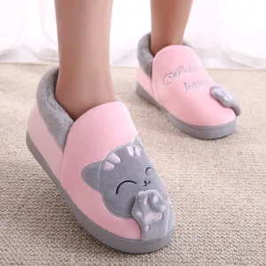 Winter Kids Slippers Toddler Girls Animal Cat Flip Flop Plush Parent Slides Baby Boys Indoor Shoes Warm House Children Slippers