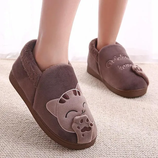 Winter Kids Slippers Toddler Girls Animal Cat Flip Flop Plush Parent Slides Baby Boys Indoor Shoes Warm House Children Slippers